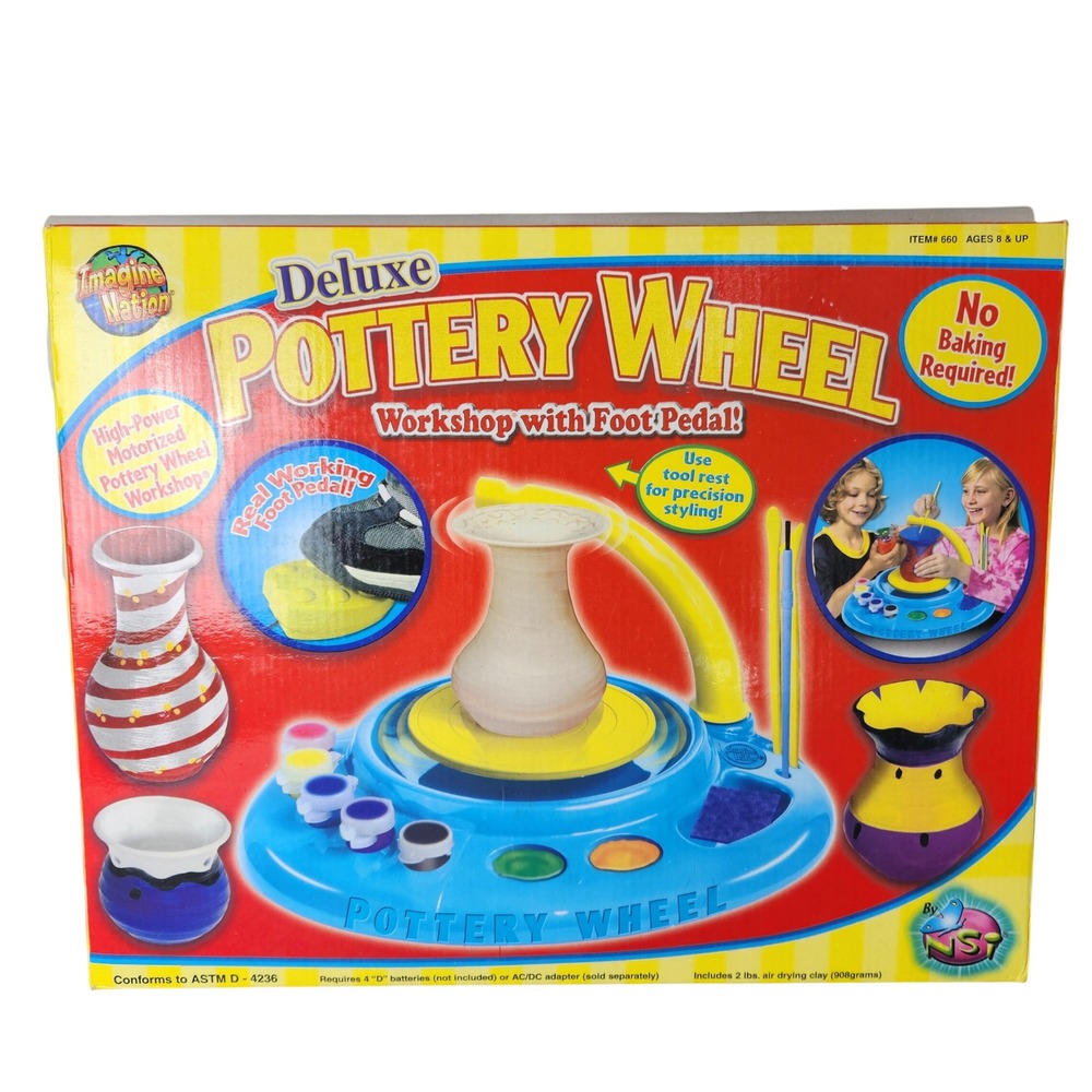 Vintage Deluxe Pottery Wheel Workshop Battery Motorized Foot Pedal No Clay Works